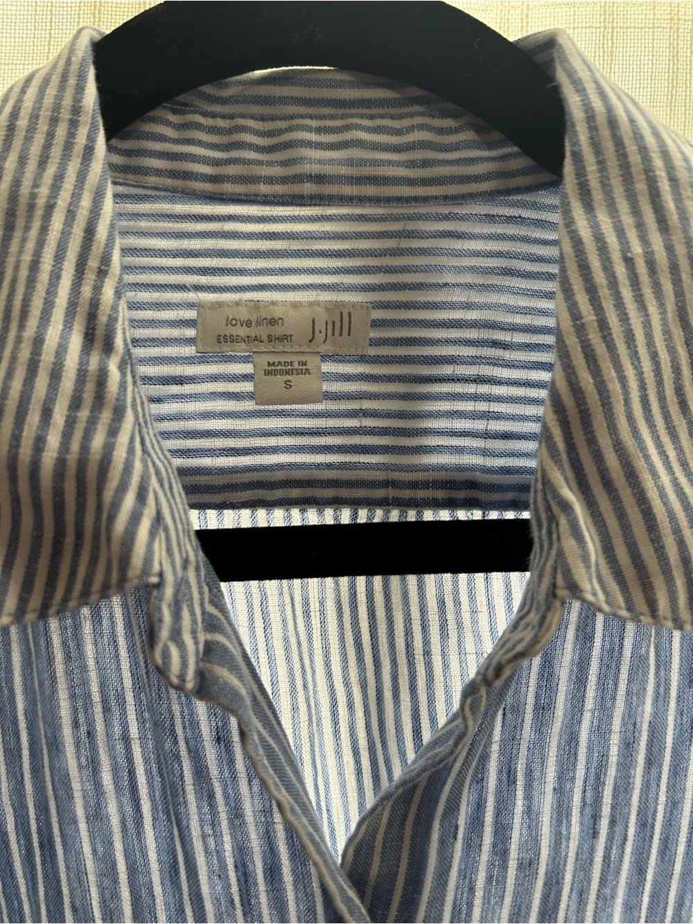 J.Jill j Jill LINEN Blue & White Striped Button-Up Shirt small Essential shirt - Picture 3 of 10